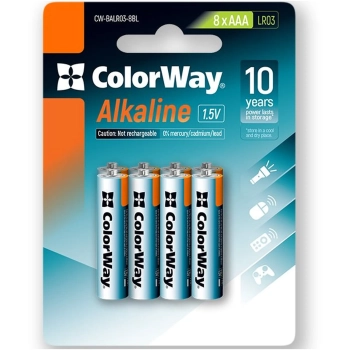 Купить Батарейка ColorWay Alkaline Power AAA 8 шт. (CW-BALR03-8BL) - фото 1