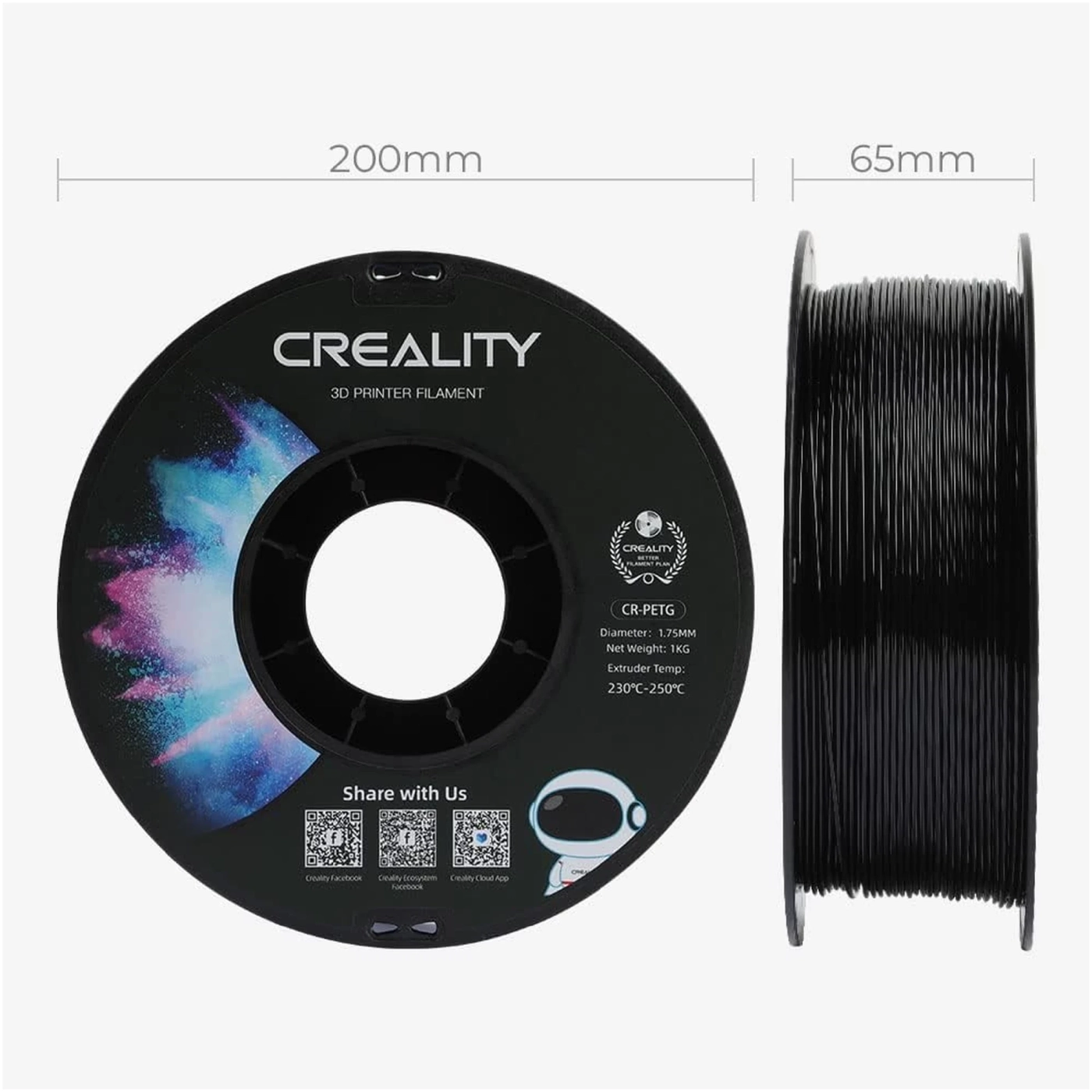 Купити PETG Filament (пластик) для 3D принтера CREALITY 4x1кг, 1.75мм, чорний/білий (3301030079) - фото 2