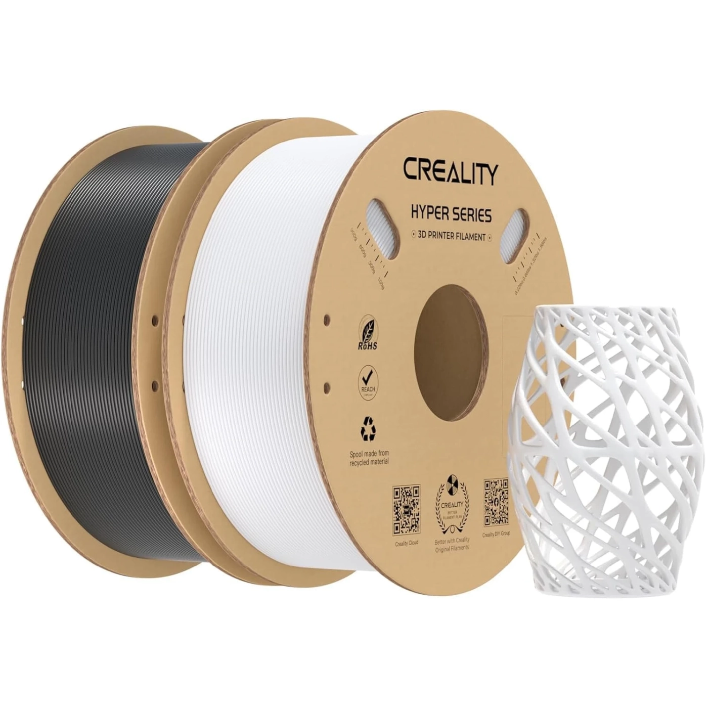 Купити Hyper PETG Filament (пластик) для 3D принтера CREALITY 2x1кг, 1.75мм, чорний/білий (3301030075) - фото 1