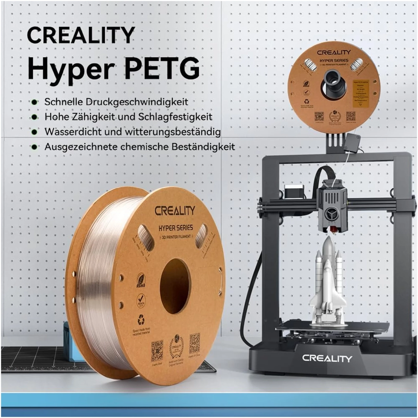 Купити Hyper PETG Filament (пластик) для 3D принтера CREALITY 4x1кг, 1.75мм, чорний/білий (3301030078) - фото 2