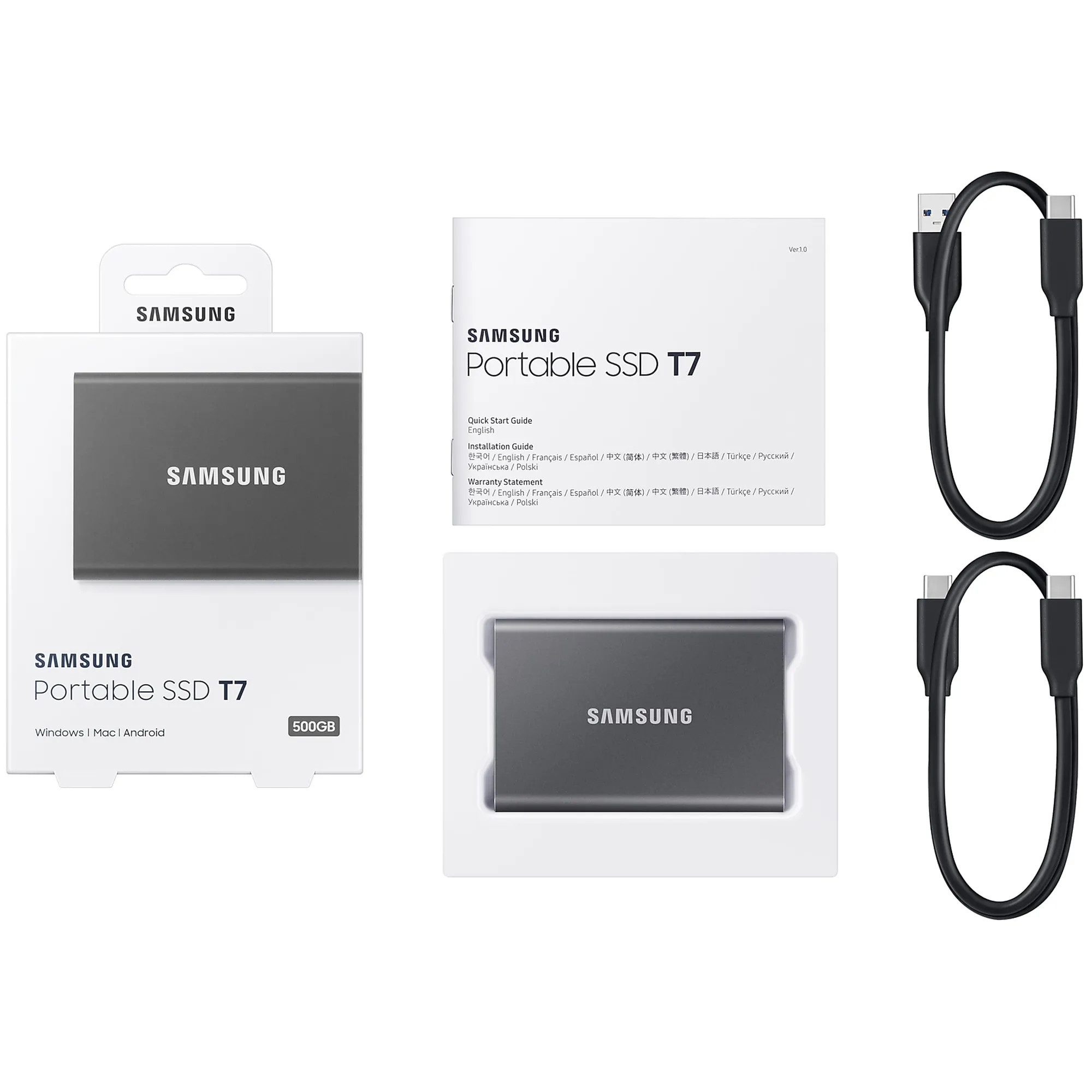 Купити SSD диск Samsung Portable SSD T7 500GB USB-C Titan Gray (MU-PC500T/WW) - фото 8