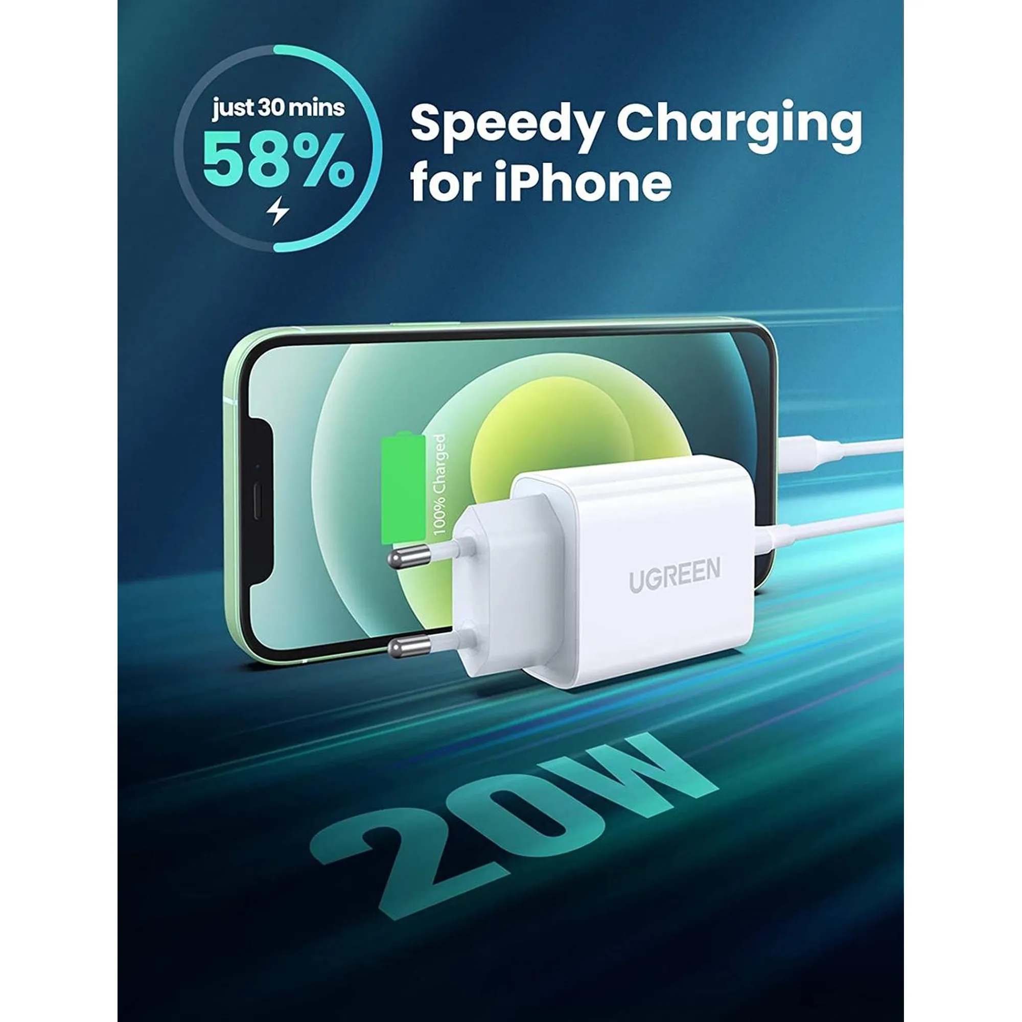 Купить Зарядное устройство Ugreen CD137 20W USB-C PD White (60450) - фото 2