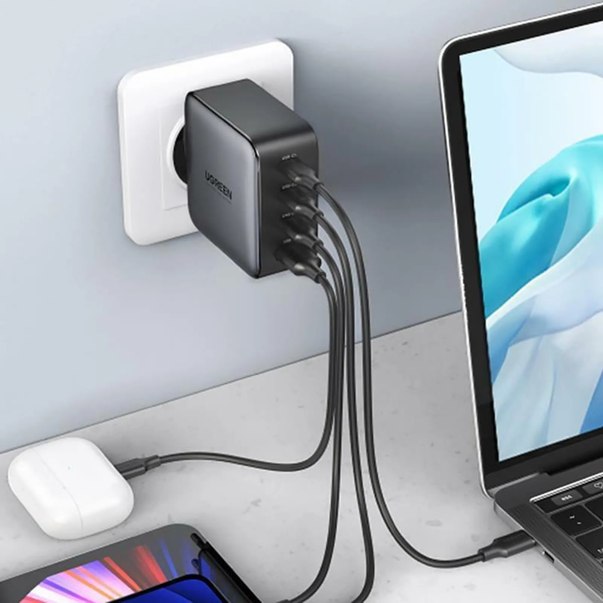 Купить Зарядное устройство Ugreen CD226 100W 4xUSB (3хUSB-C+USB-A) GaN Grey + USB-C Cable (90575) - фото 3