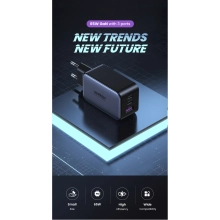 Купити Зарядний пристрій Ugreen CD244 65W 3xUSB (2хUSB-C+USB-A) PD GaN Black/Grey (10335) - фото 5