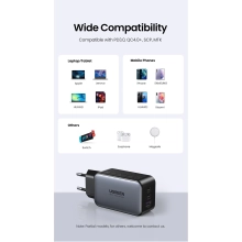 Купити Зарядний пристрій Ugreen CD244 65W 3xUSB (2хUSB-C+USB-A) PD GaN Black/Grey (10335) - фото 10