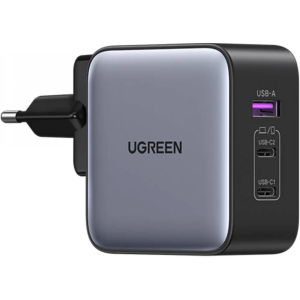 Купить Зарядное устройство Ugreen CD296 Nexode 65W 3xUSB (2хUSB-C+USB-A) GaN Black/Grey (90409) - фото 2