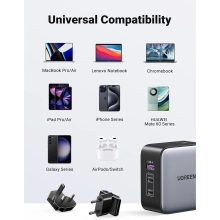 Купить Зарядное устройство Ugreen CD296 Nexode 65W 3xUSB (2хUSB-C+USB-A) GaN Black/Grey (90409) - фото 5