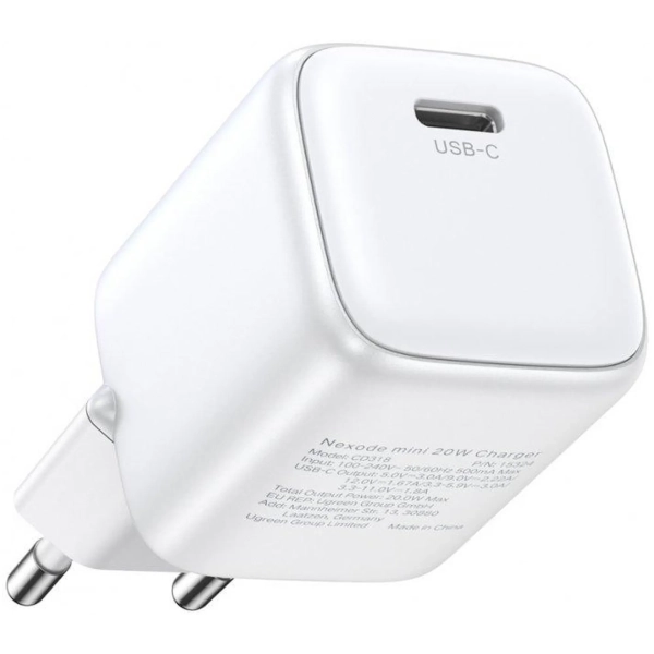 Купить Зарядное устройство Ugreen CD318 Nexode Mini 20W USB-C PD GaN White (15324) - фото 3