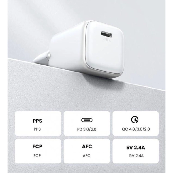 Купить Зарядное устройство Ugreen CD318 Nexode Mini 20W USB-C PD GaN White (15324) - фото 4