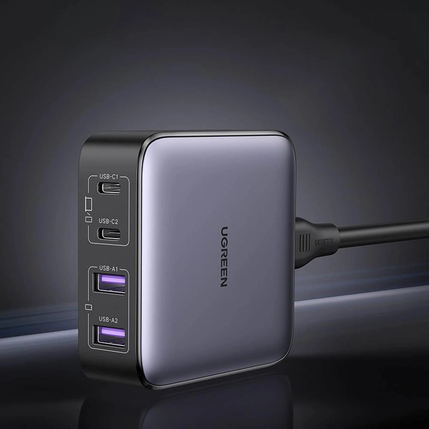 Купить Зарядное устройство Ugreen CD327 Nexode 65W 4xUSB (2хUSB-C+2xUSB-A) GaN Black/Grey (90747) - фото 6