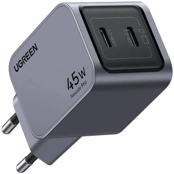 Купити Зарядний пристрій Ugreen X707 Nexode Pro 45W 2xUSB-C PD GaN Gray (35008) - фото 1