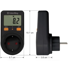 Купить Энергометр цифровой W/V/A/C/KWh ColorWay для розетки 16A/3680W Black (CW-VM16-01D) - фото 4