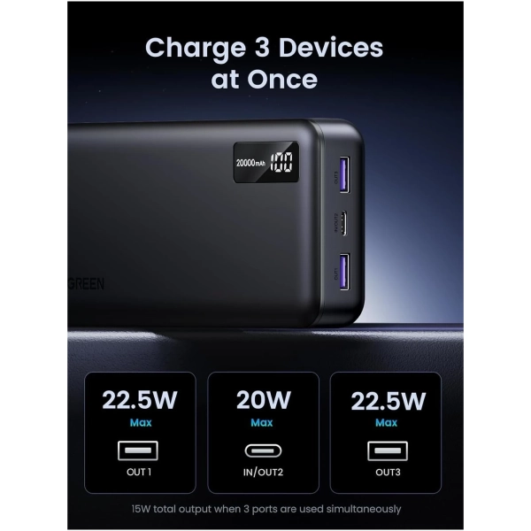 Купить Павербанк УМБ Ugreen PB312 20000mAh 20W Black (25683) - фото 7