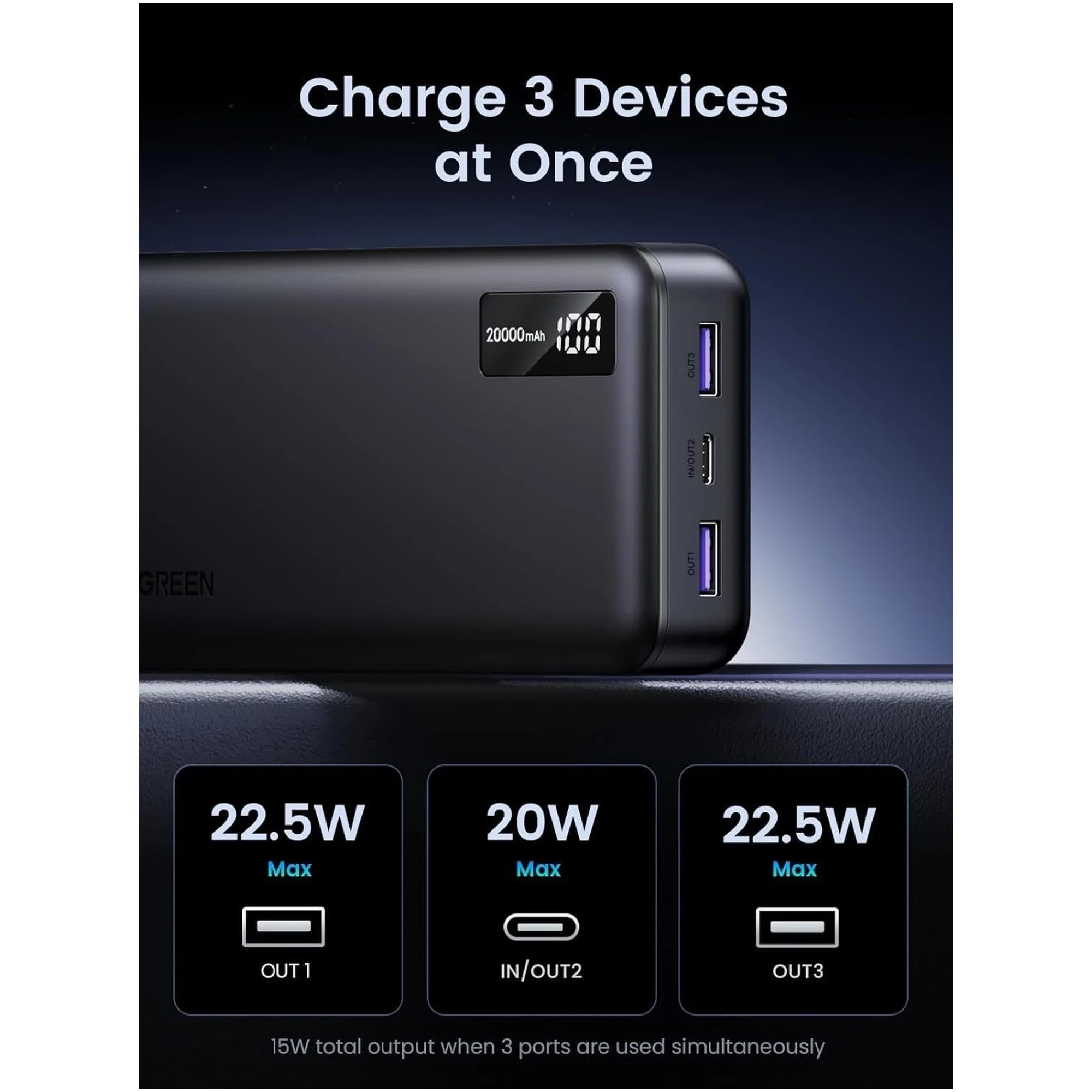 Купить Павербанк УМБ Ugreen PB312 20000mAh 20W Black (25683) - фото 7