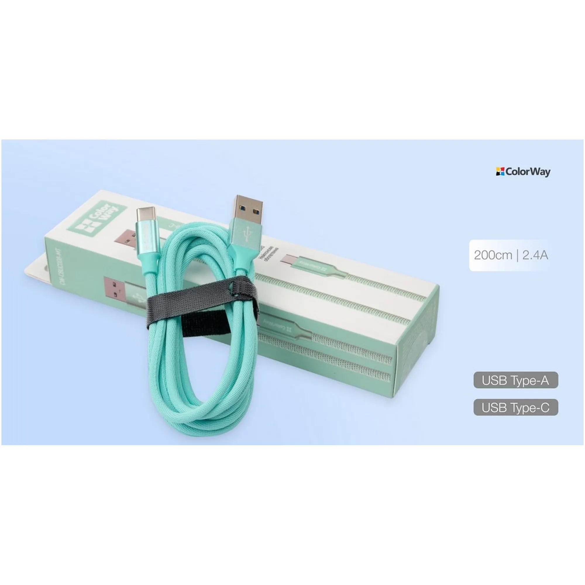 Купить Кабель СolorWay USB - USB-C 2.4A 2m Mint (CW-CBUC008-MT) - фото 9