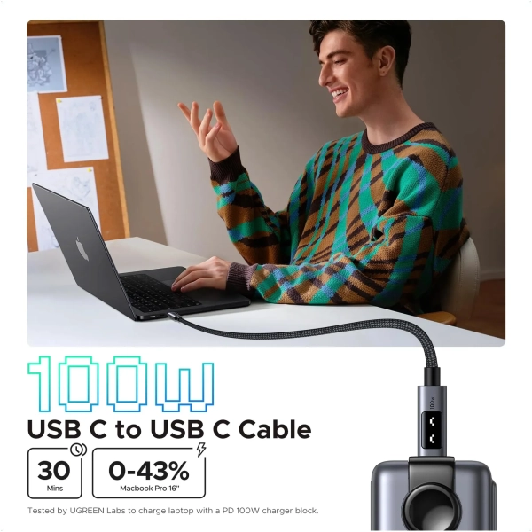 Купити Кабель Ugreen Uno USB-C 100W 5A 1m (35501) - фото 2