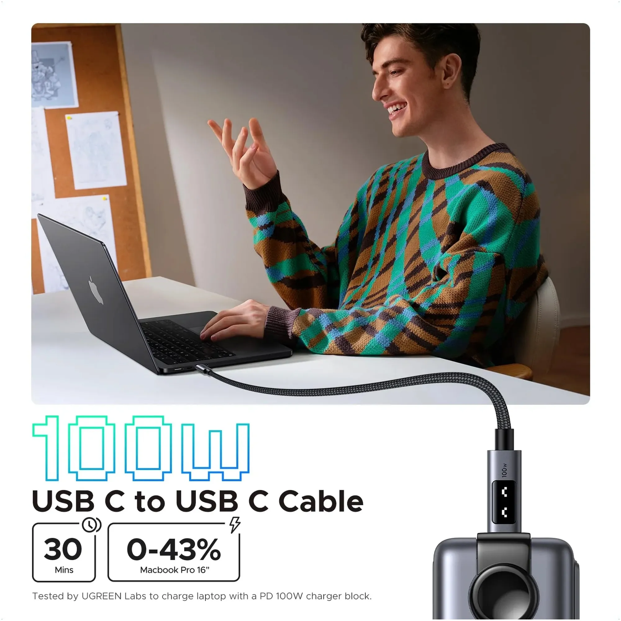 Купити Кабель Ugreen Uno USB-C 100W 5A 1m (35501) - фото 2