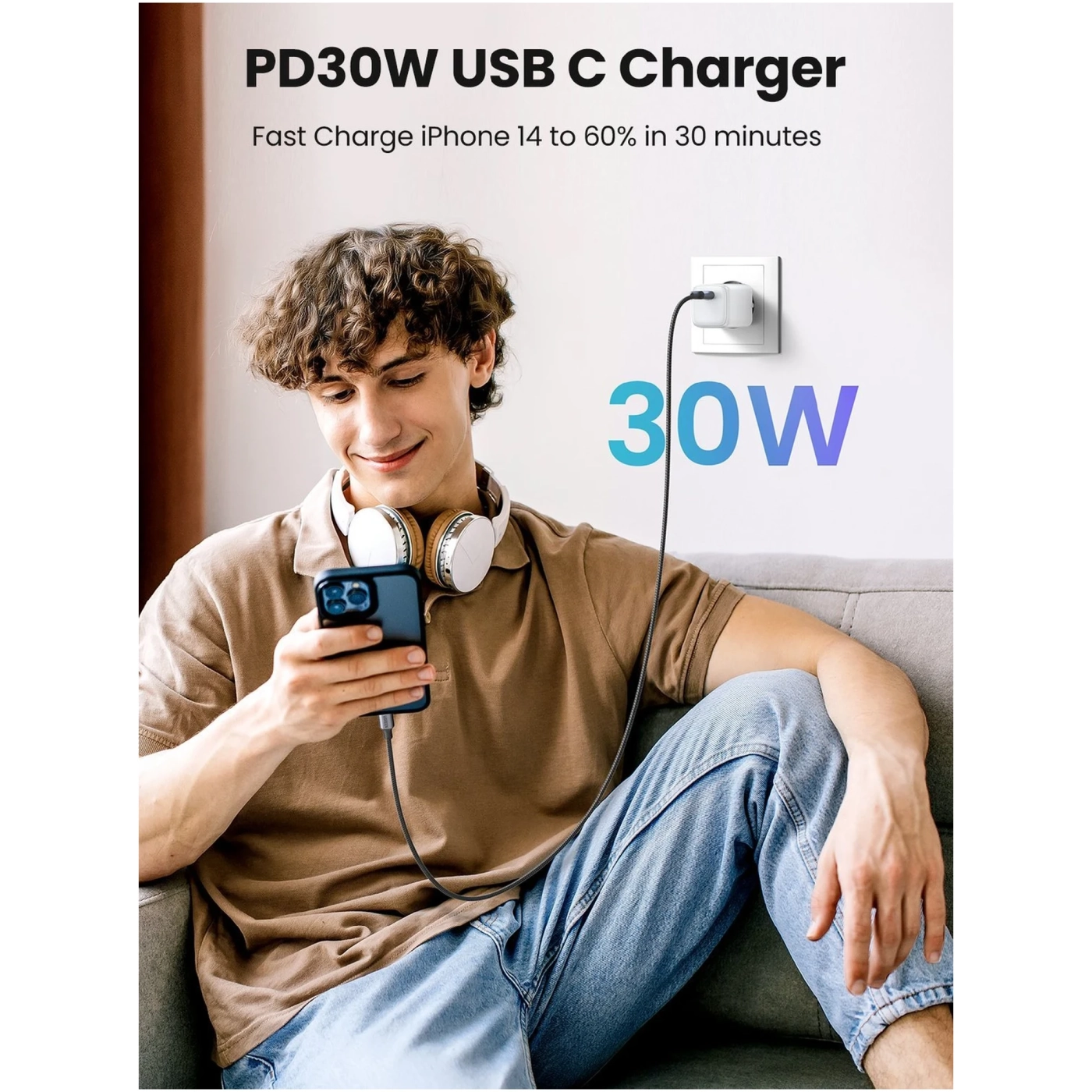 Купить Зарядное устройство Ugreen CD319 Nexode 30W USB-C PD GaN Fast Charger White (15326) - фото 4