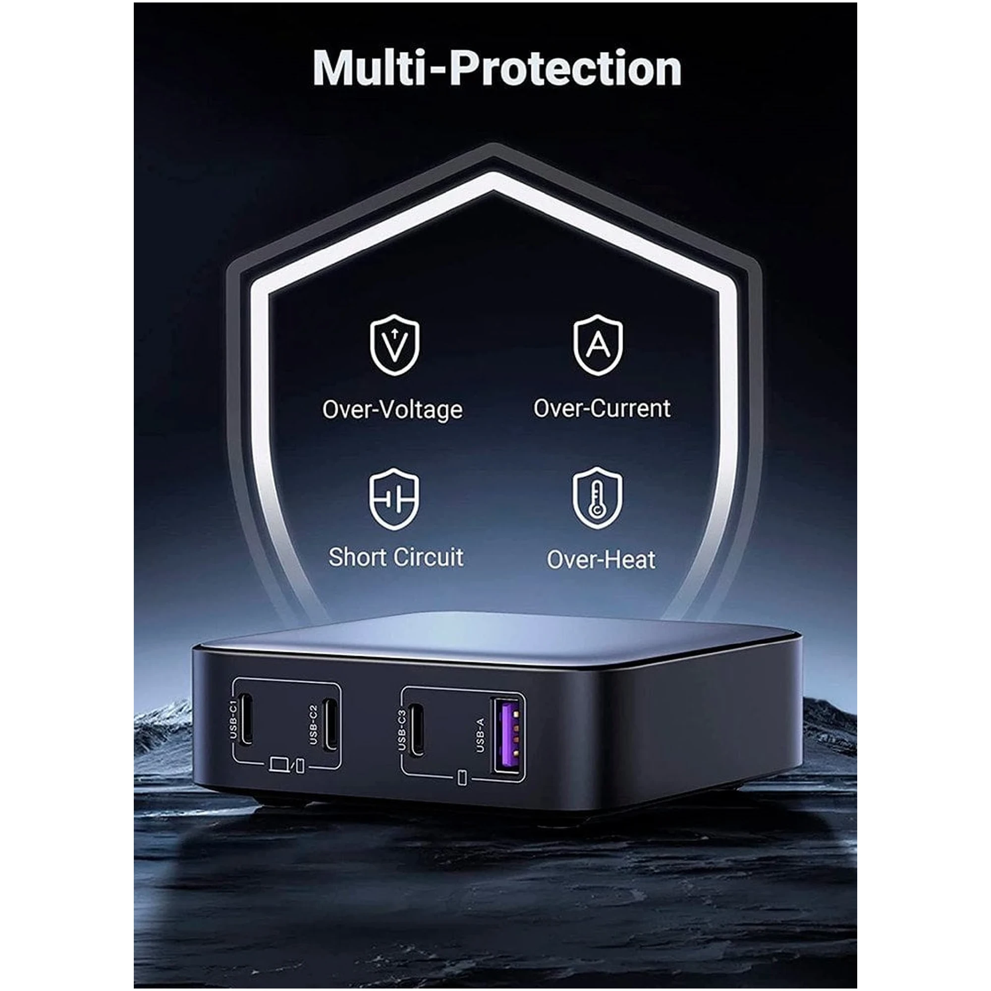 Купить Зарядное устройство Ugreen CD328 Nexode 100W 4xUSB (3хUSB-C+USB-A) GaN Black/Grey (90928) - фото 3