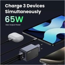 Купити Зарядний пристрій Ugreen X553 Nexode S 65W 3xUSB (2хUSB-C+USB-A) GaN Fast Charger Gray (35042) - фото 5