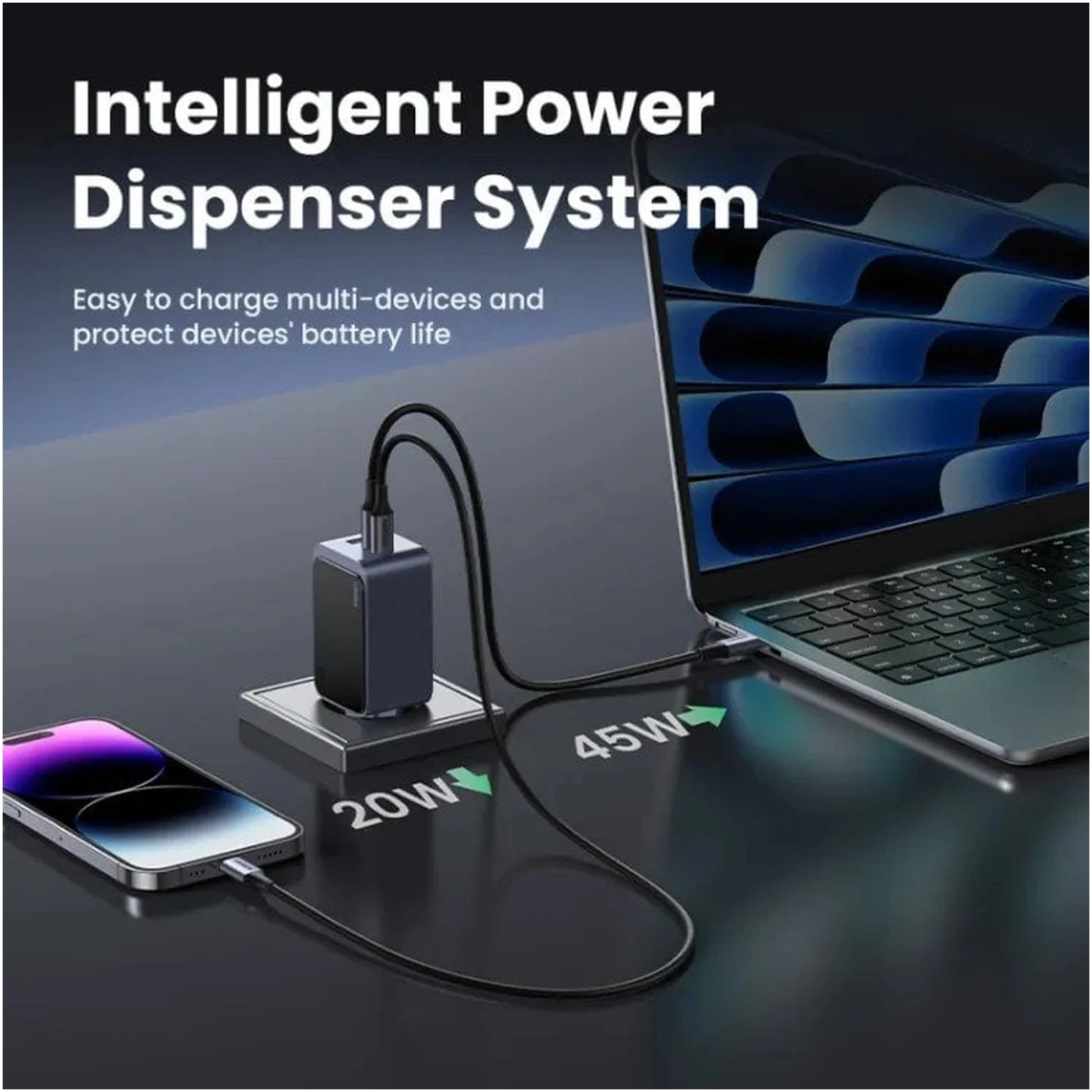 Купити Зарядний пристрій Ugreen X553 Nexode S 65W 3xUSB (2хUSB-C+USB-A) GaN Fast Charger Gray (35042) - фото 6