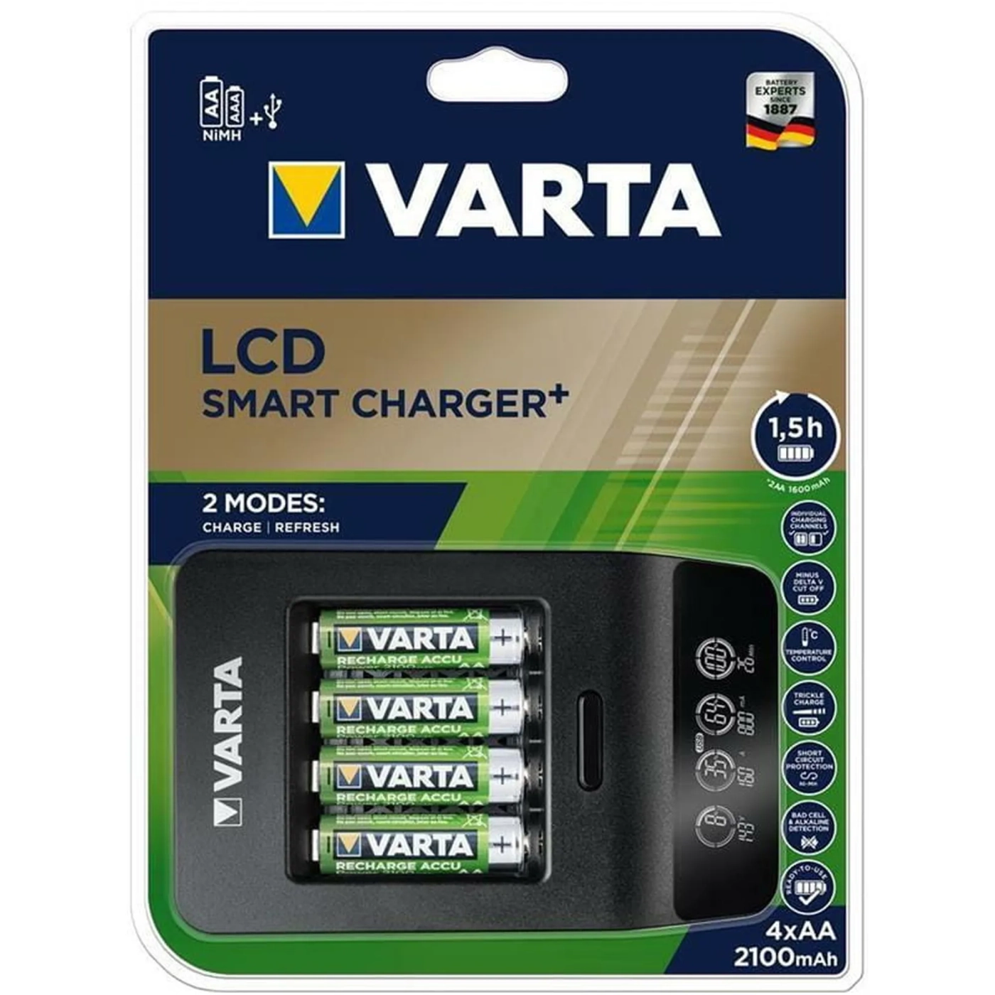 Купить Зарядное устройство VARTA LCD Smart Plus Charger + Аккумулятор NI-MH AA 2100 mAh 4 шт. (57684101441) - фото 4
