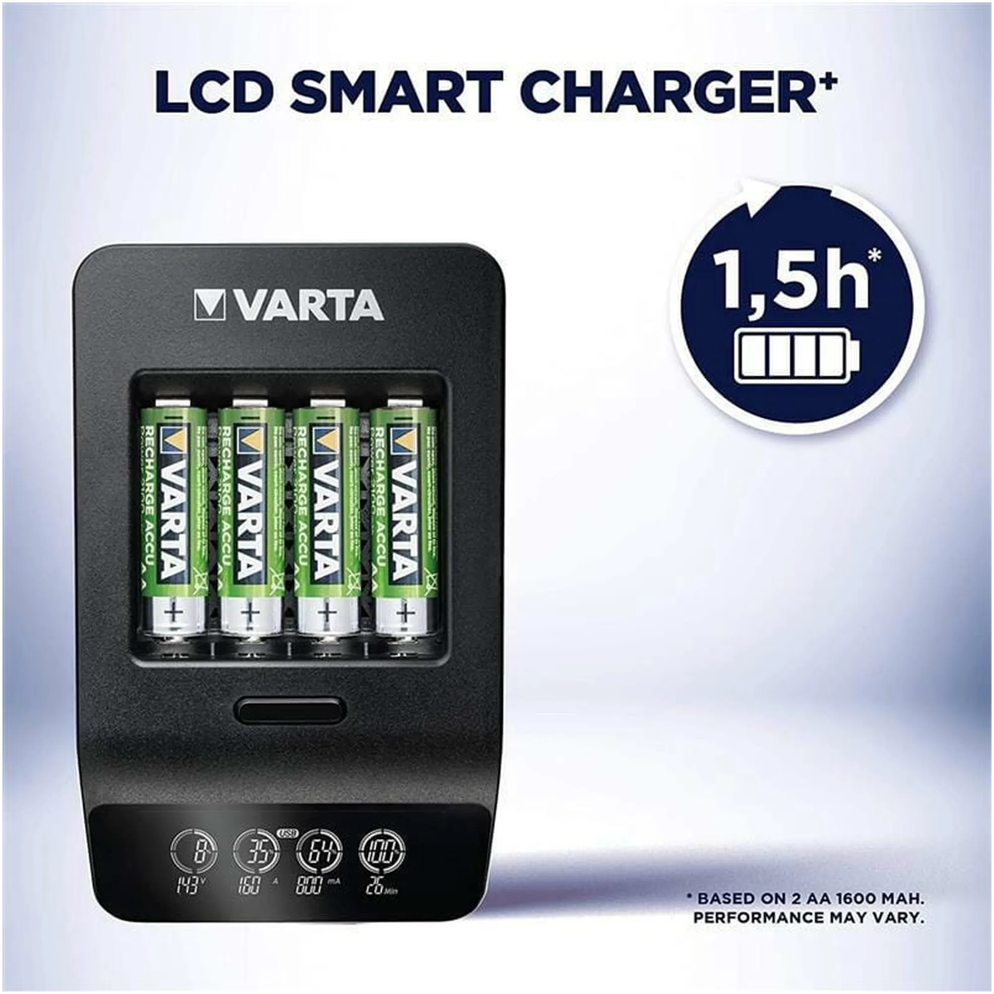 Купить Зарядное устройство VARTA LCD Smart Plus Charger + Аккумулятор NI-MH AA 2100 mAh 4 шт. (57684101441) - фото 5