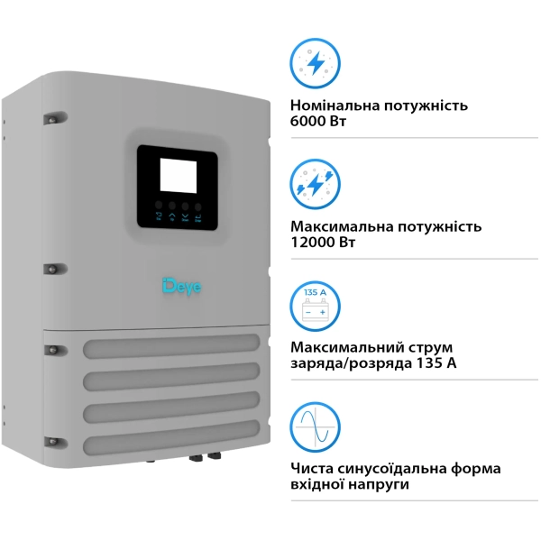 Купить Автономный инвертор DEYE SUN-6K-OG01LP1-EU-AM2 6KW LV 2 MPPT Wi-Fi Однофазный (SUN-6K-OG01LP1-EU-AM2) - фото 3