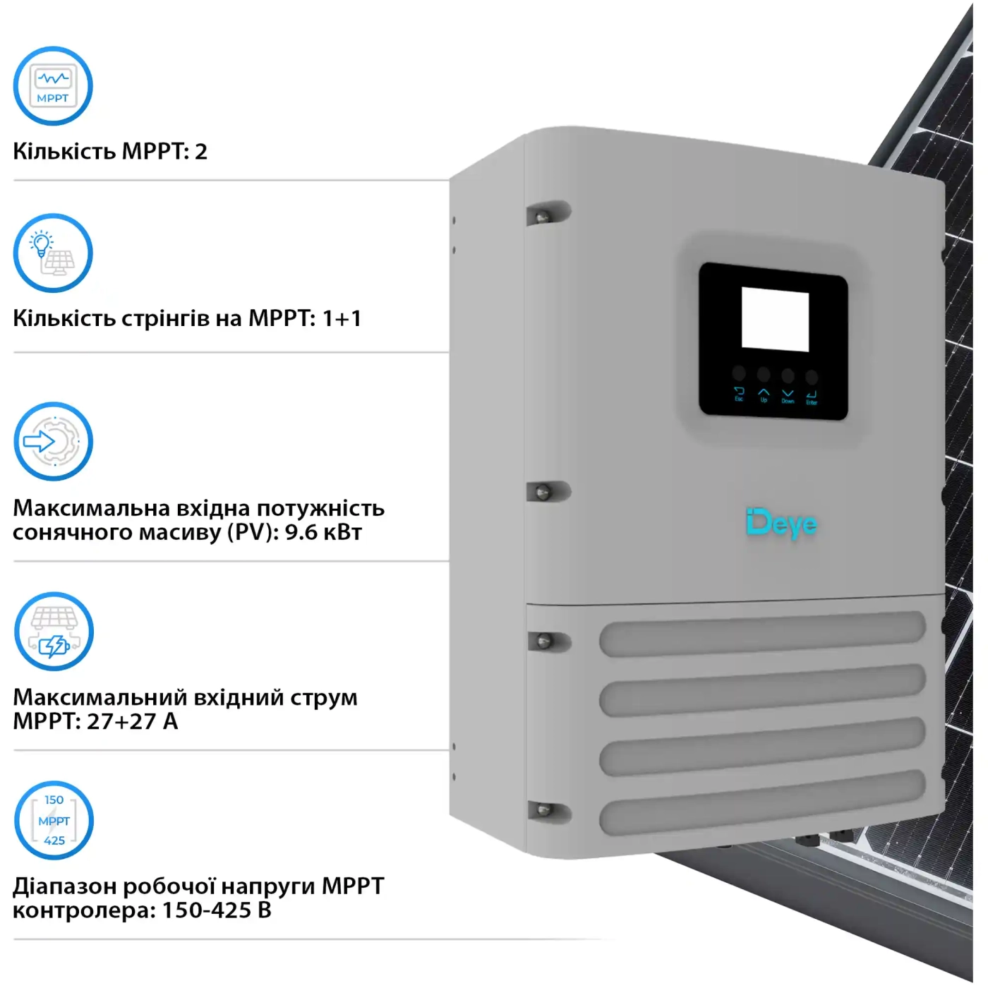 Купить Автономный инвертор DEYE SUN-6K-OG01LP1-EU-AM2 6KW LV 2 MPPT Wi-Fi Однофазный (SUN-6K-OG01LP1-EU-AM2) - фото 5
