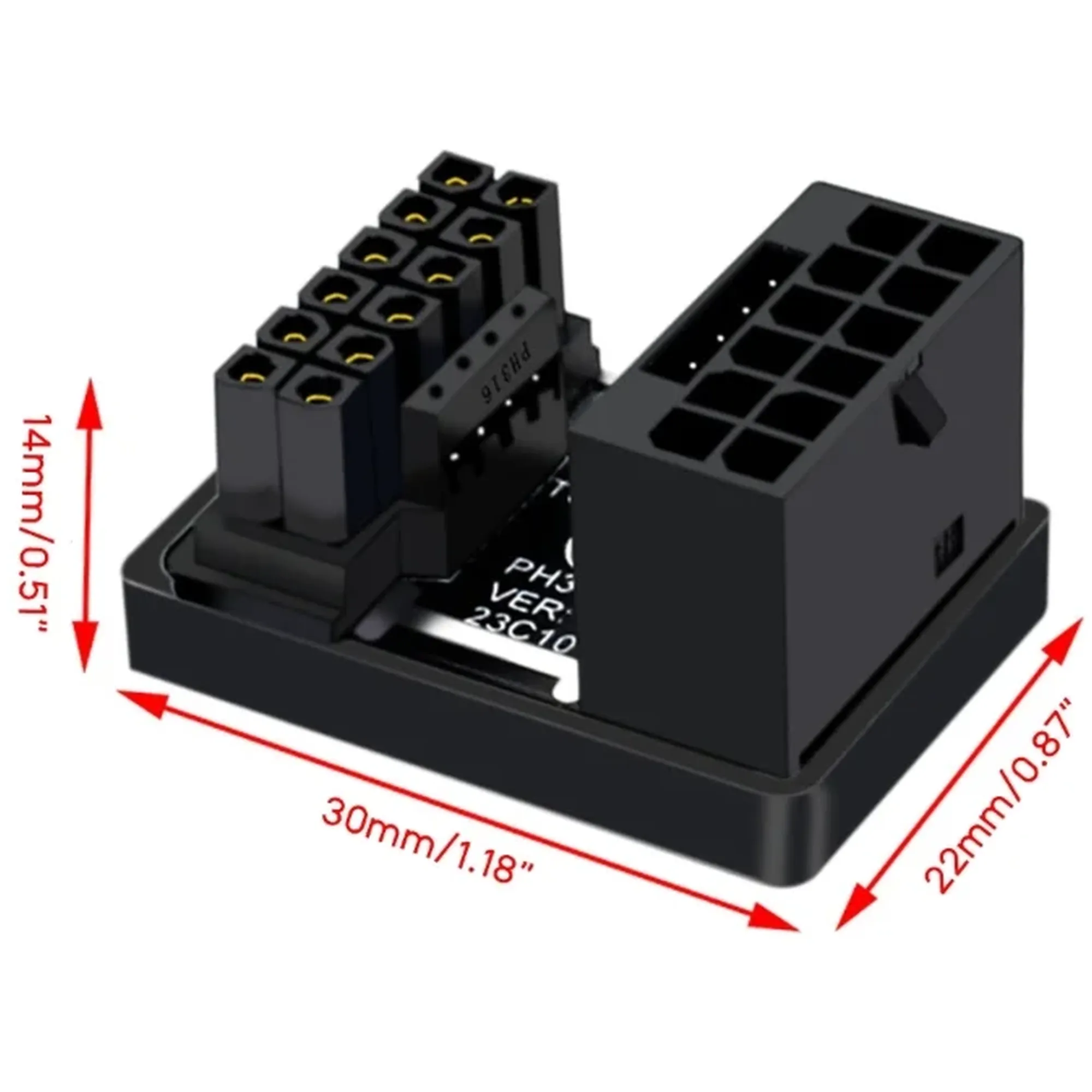 Купити Перехідник живлення Phobya 12VHPWR Adapter 180 Grad 16Pin to 16Pin - Black Left (12vhpwr16p16p-bl) - фото 4