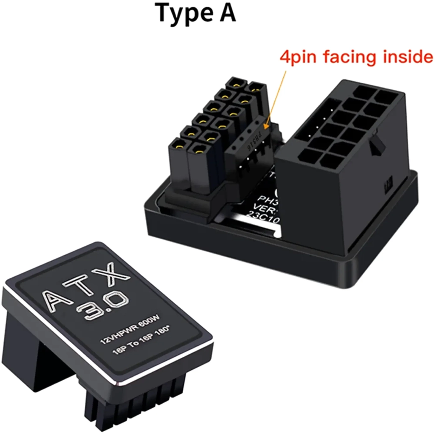 Купити Перехідник живлення Phobya 12VHPWR Adapter 180 Grad 16Pin to 16Pin - Black Right (12vhpwr16p16p-br) - фото 3