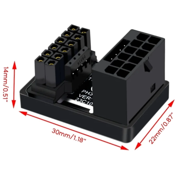 Купити Перехідник живлення Phobya 12VHPWR Adapter 180 Grad 16Pin to 16Pin - Black Right (12vhpwr16p16p-br) - фото 4