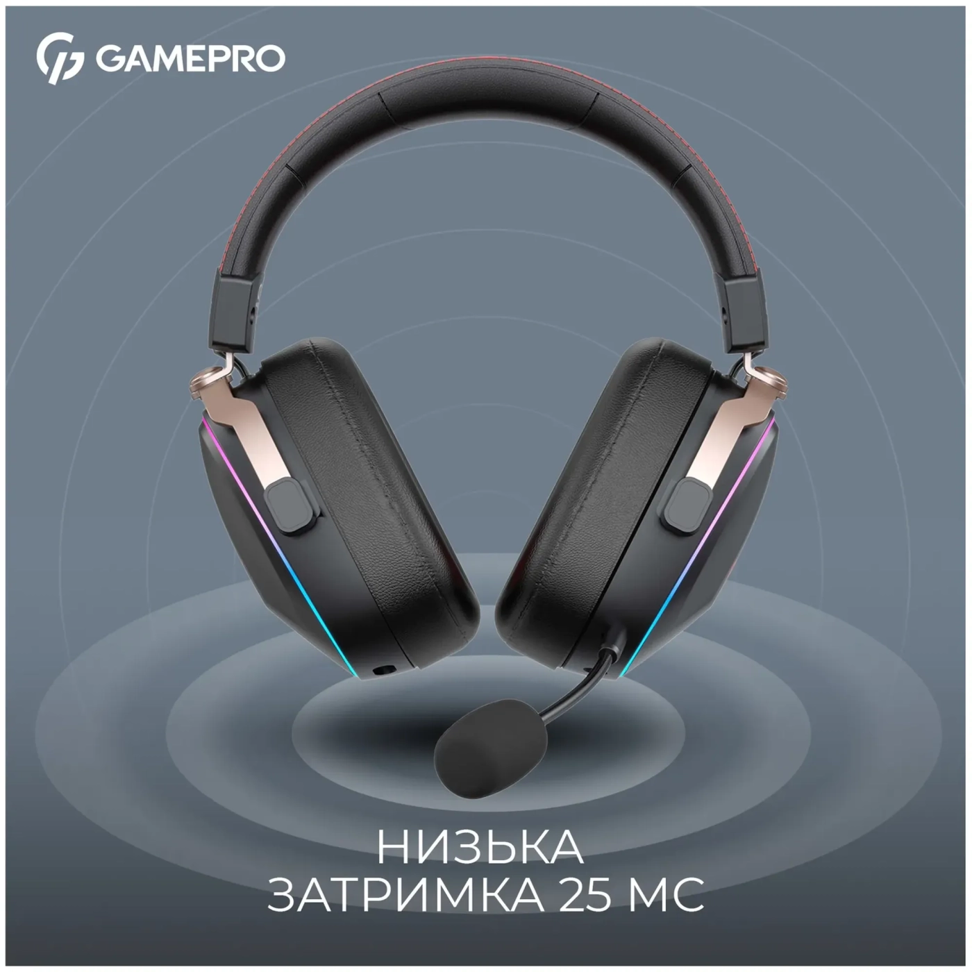 Купити Навушники GamePro Asgard Valkyria Wireless RGB Tri-Mod Black (HSW249) - фото 6