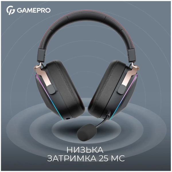 Купити Навушники GamePro Asgard Valkyria Wireless RGB Tri-Mod Black (HSW249) - фото 6