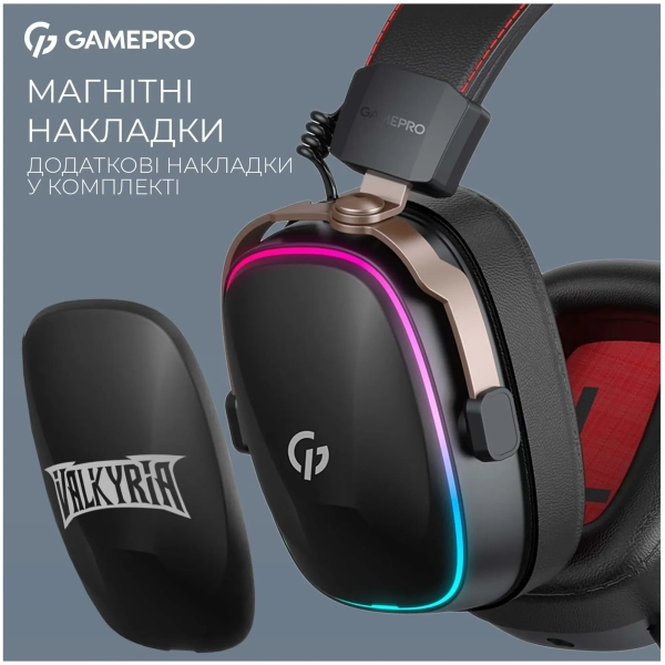 Купити Навушники GamePro Asgard Valkyria Wireless RGB Tri-Mod Black (HSW249) - фото 9