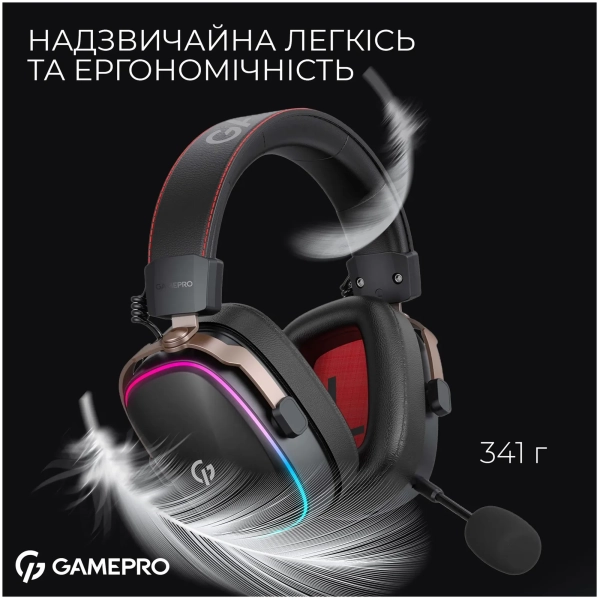 Купити Навушники GamePro Asgard Valkyria Wireless RGB Tri-Mod Black (HSW249) - фото 13