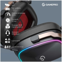 Купити Навушники GamePro Asgard Valkyria Wireless RGB Tri-Mod Black (HSW249) - фото 14