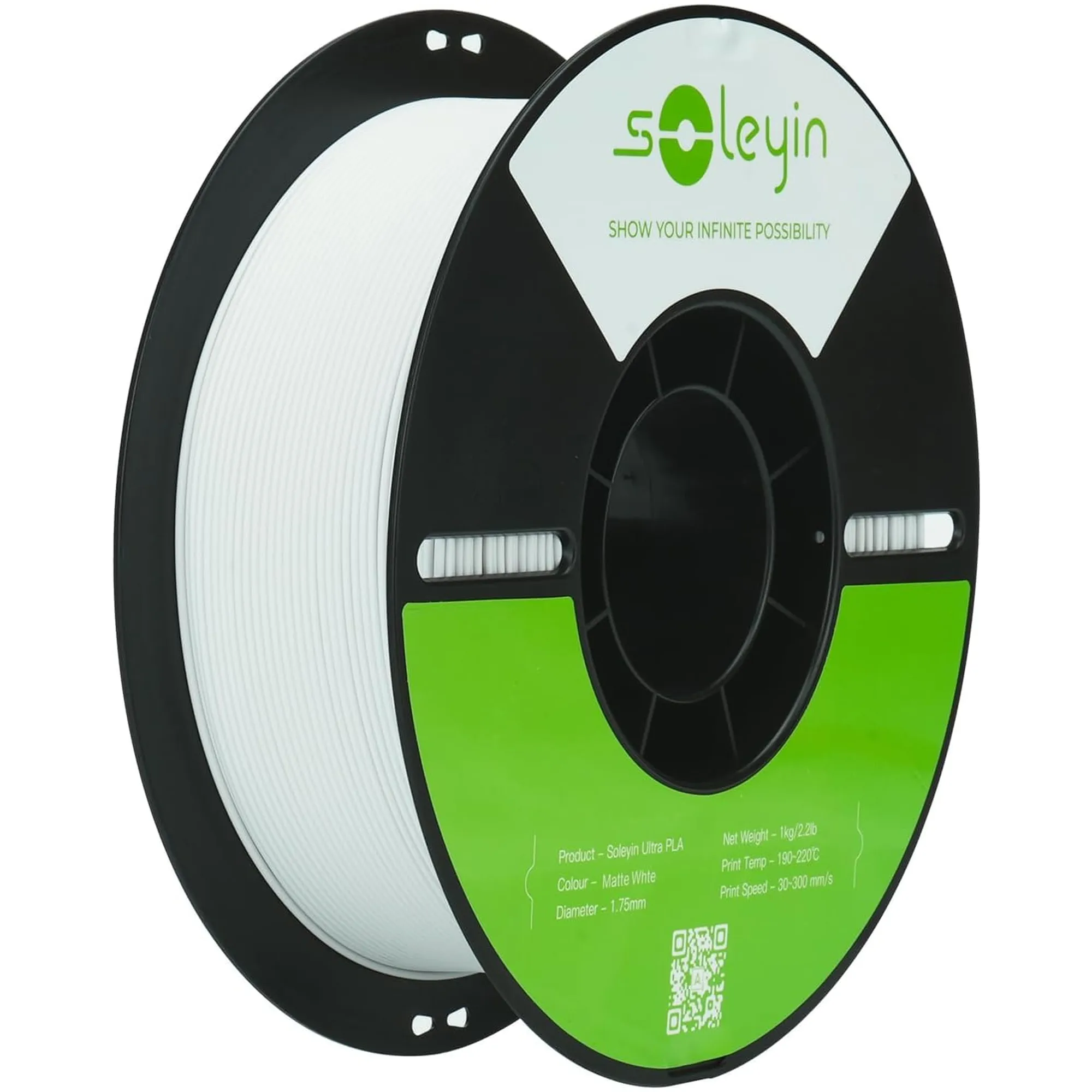 Купить Ultra PLA Filament (пластик) для 3D принтера Creality Soleyin матовый 1кг, 1.75мм, белый (3301010512) - фото 1