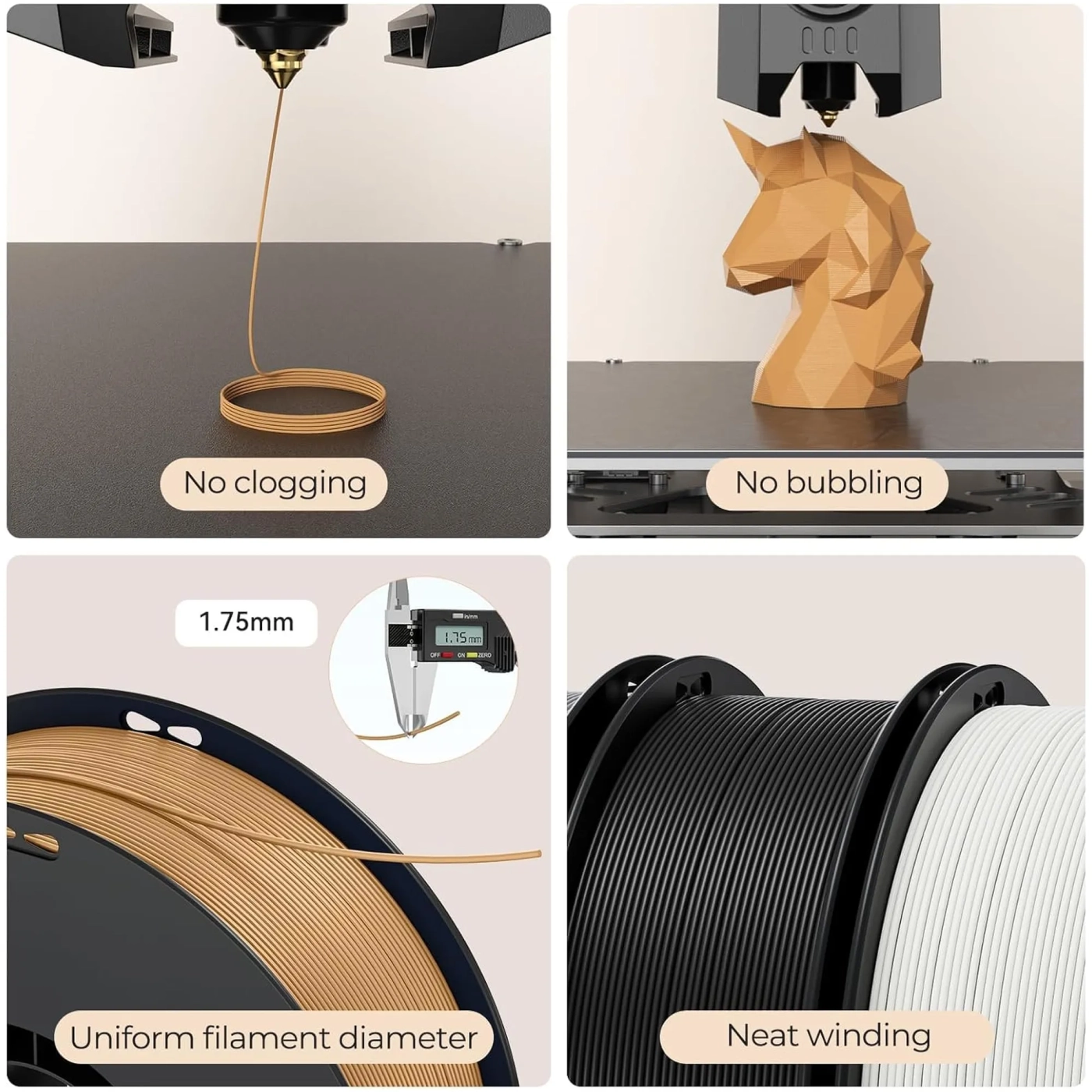 Купить Ultra PLA Filament (пластик) для 3D принтера Creality Soleyin матовый 1кг, 1.75мм, чёрный (3301010513) - фото 5