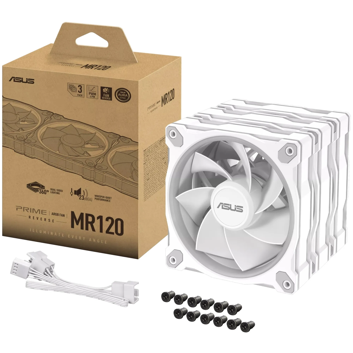 Купити Вентилятор ASUS Prime MR120 Reverse ARGB White 3in1 (90DA00L3-B09020) - фото 16