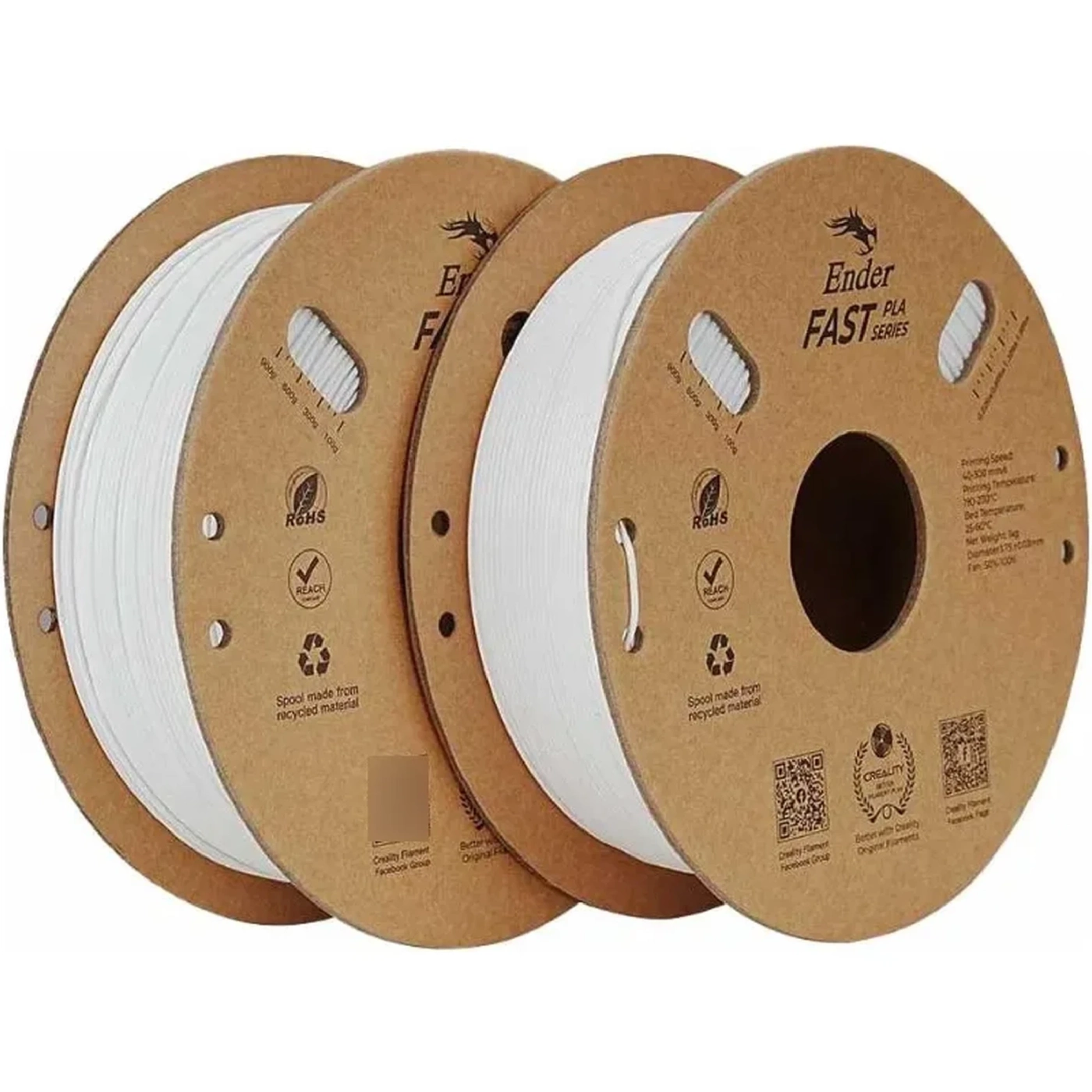 Купить Fast PLA Filament (пластик) для 3D принтера CREALITY Ender 2x1кг, 1.75мм, белый (3301010396) - фото 1