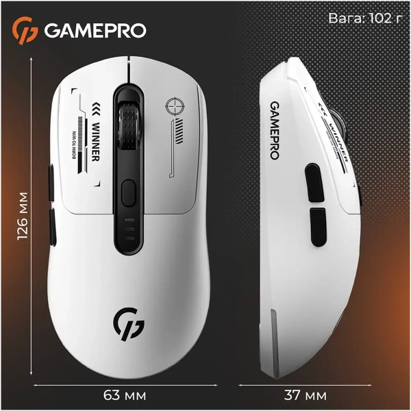 Купить Мышь GamePro Genesis Winner Wireless/Bluetooth/USB White (GM079W) - фото 9