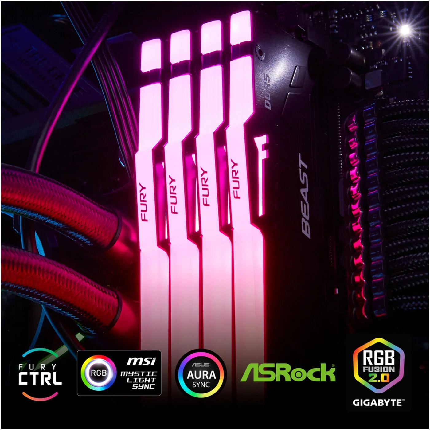 Купити Модуль пам'яті Kingston FURY Beast RGB DDR5-5600 128GB KIT (2x64GB) (KF556C40BBAK2-128) - фото 6