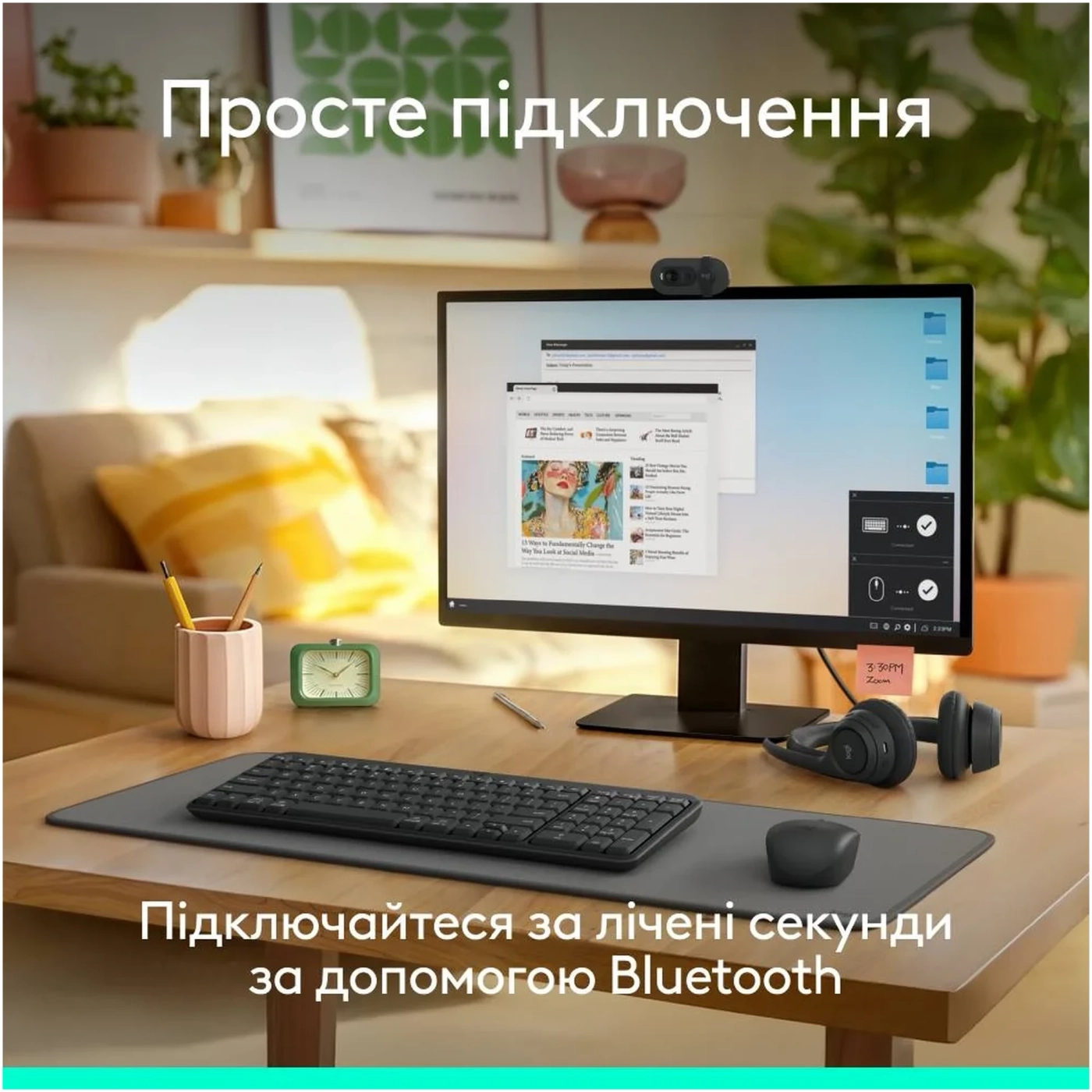 Купить Комплект клавиатура и мышь Logitech MK250 Bluetooth/Wireles UA Graphite (920-013823) - фото 3