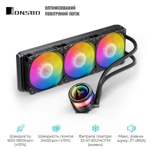 Купить Система жидкостного охлаждения JONSBO TW7-360 ARGB Black (Intel LGA1700/1200/115X/2011 AMD AM4/AM5/4PIN PWM) - фото 3