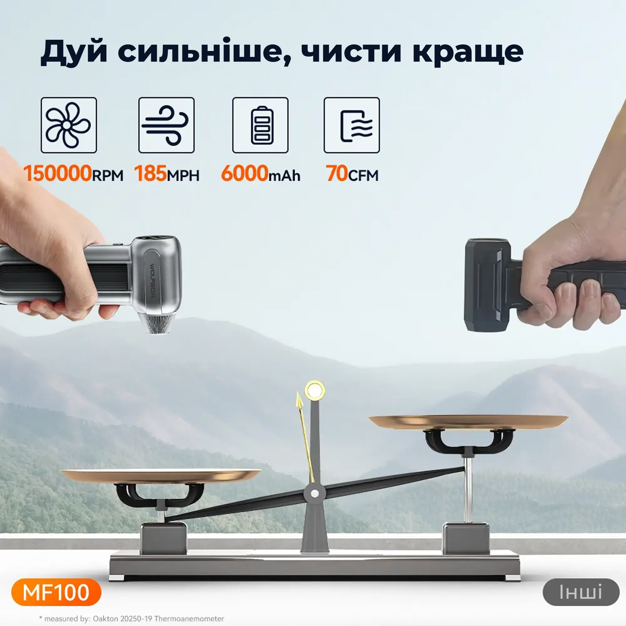 Купить Аккумуляторный туброкомпрессор (воздуходувка) Wolfbox MegaFlow 100 (MF100) - фото 3