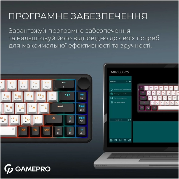 Купити Клавіатура GamePro Asgard Valhalla QLAB Orange Switch RGB Wireless/Bluetooth/USB-C (MK210B Pro) - фото 7