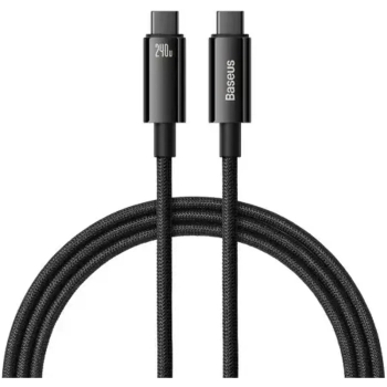 Купить Кабель Baseus Tungsten Gold Fast Charging Data Cable Type-C to Type-C 240W 1m Black (CAWJ040001) - фото 1