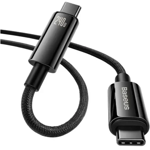 Купити Кабель Baseus Tungsten Gold Fast Charging Data Cable Type-C to Type-C 240W 1m Black (CAWJ040001) - фото 3