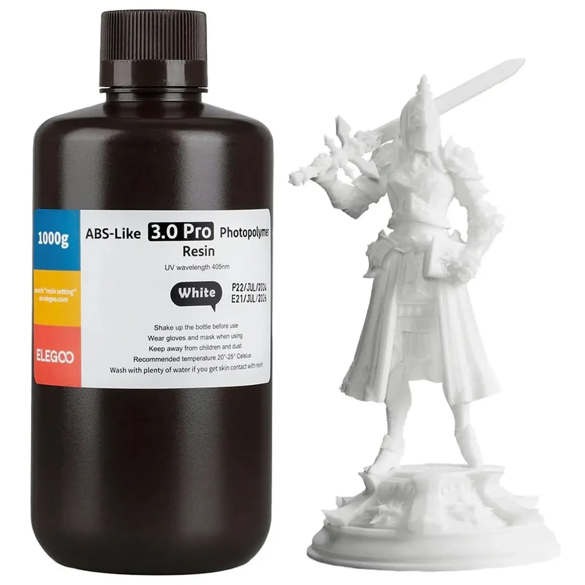 Купить Фотополимерная смола ELEGOO ABS-Like 3.0 Pro Resin 1 кг, белая (50.103.0245) - фото 1